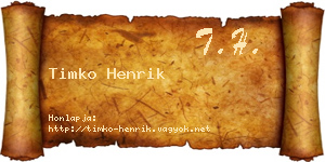 Timko Henrik névjegykártya